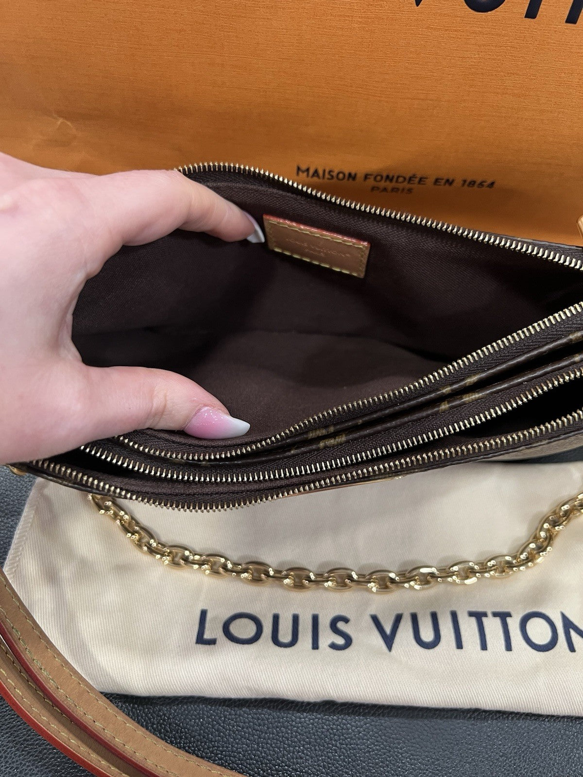 Louis Vuitton Monogram Liv Pochette Crossbody Box Duster & Bag Retail $1950