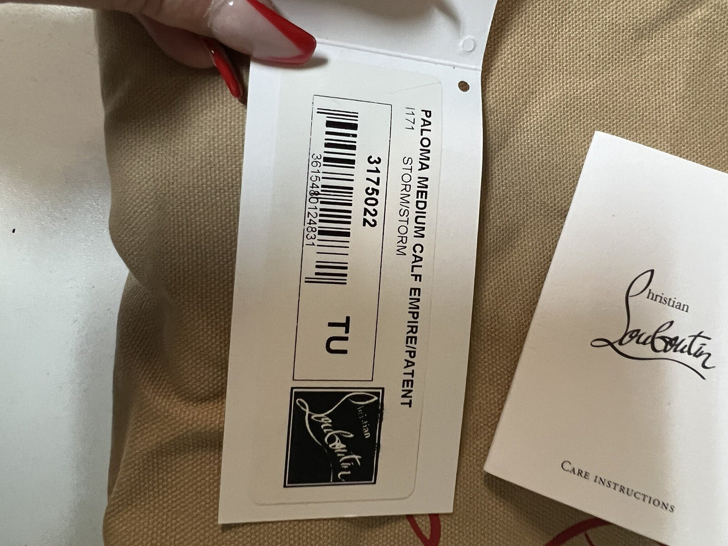 Christian Louboutin Paloma Medium Calf Patent Bag "Storm" (Retail $2700)