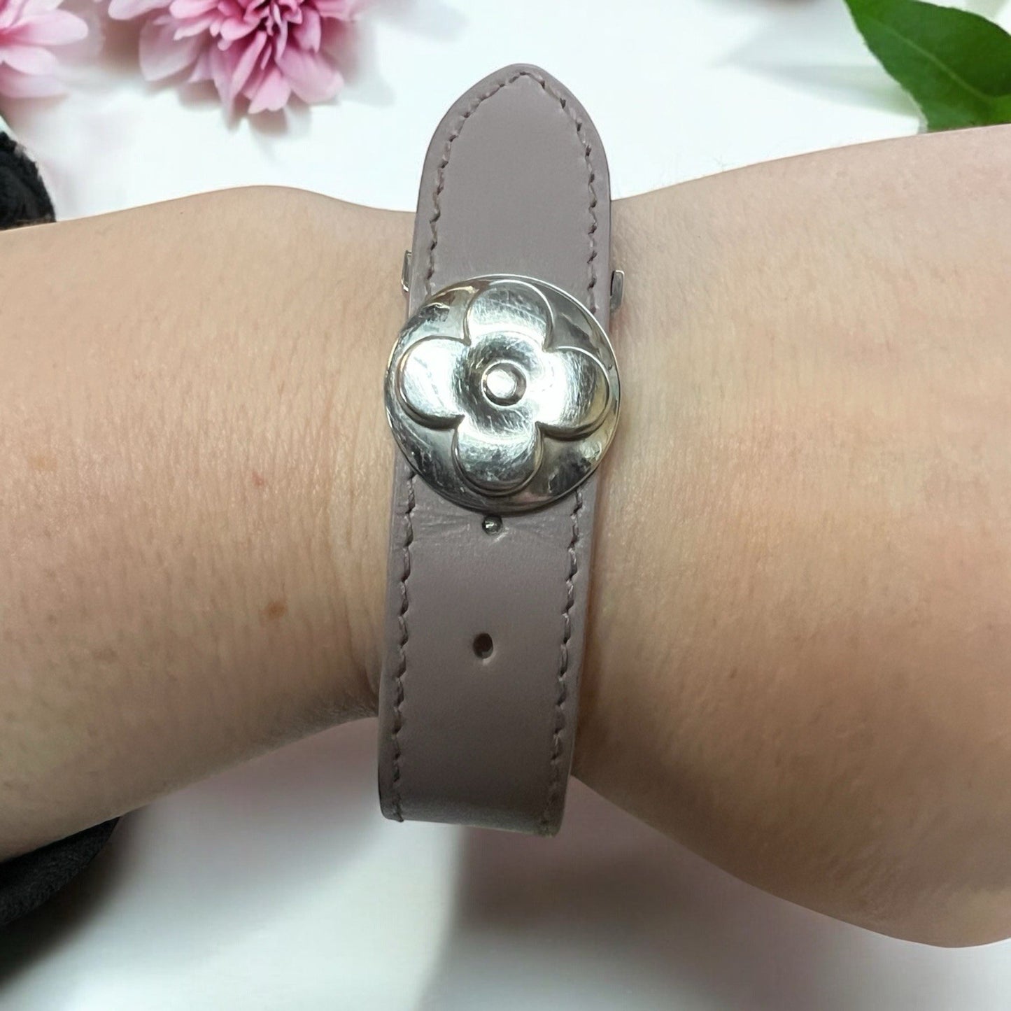 Louis Vuitton Vintage 2000 Lilac Leather Wish Bracelet 6.5" AUTHENTIC