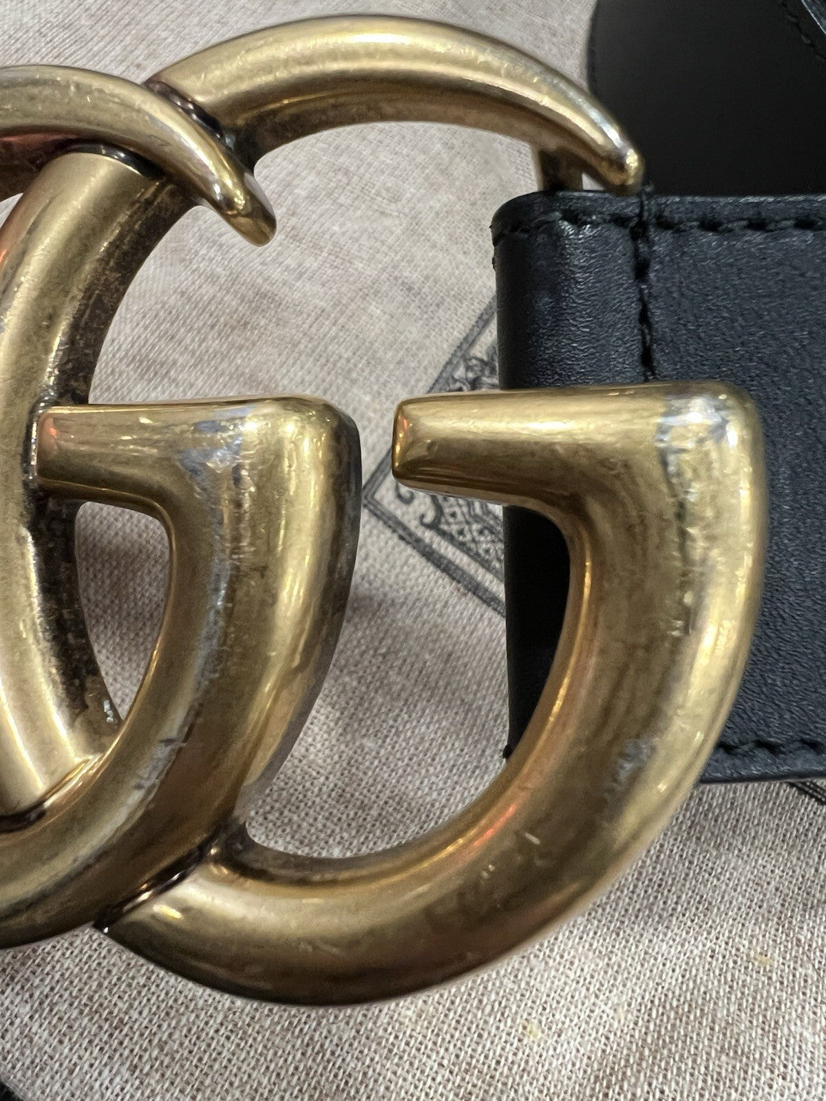 Gucci Marmont Black/Aged Gold Belt Duster  80/32"