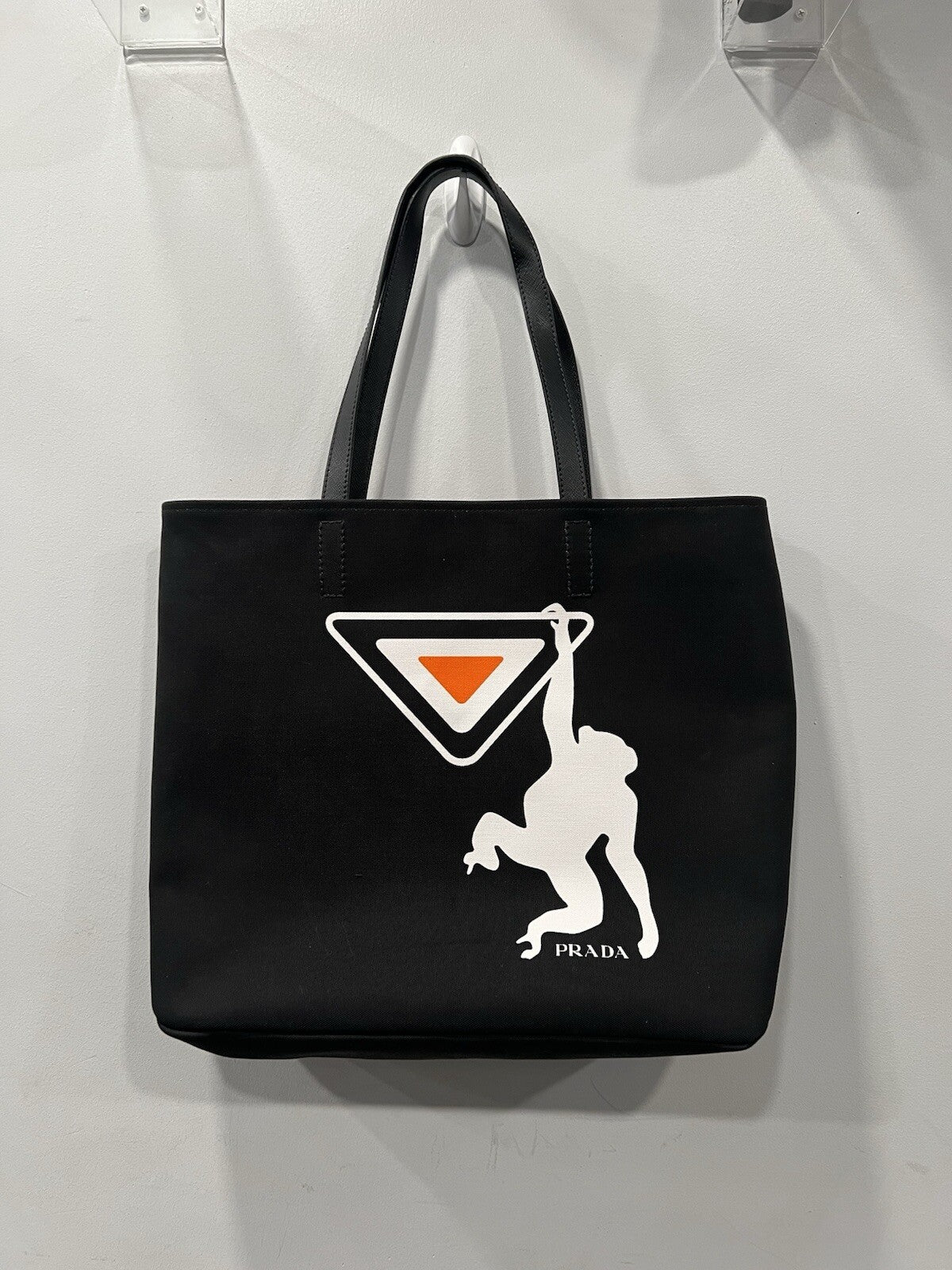 Prada Canvas Saffiano Black Monkey Tote  RARE Limited Edition