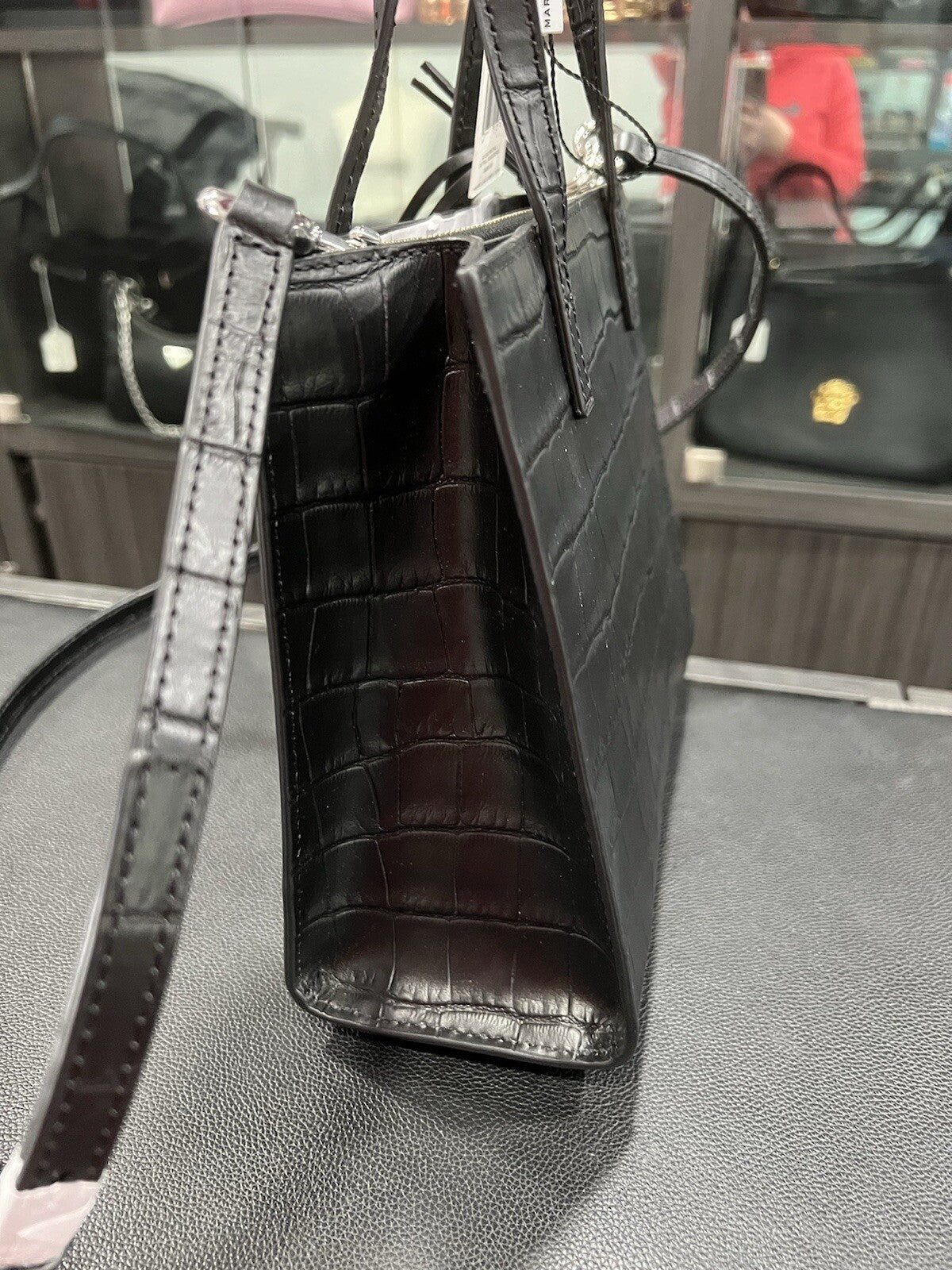 Marc Jacobs Croc Embossed Black Leather Tote NWT Retail $425