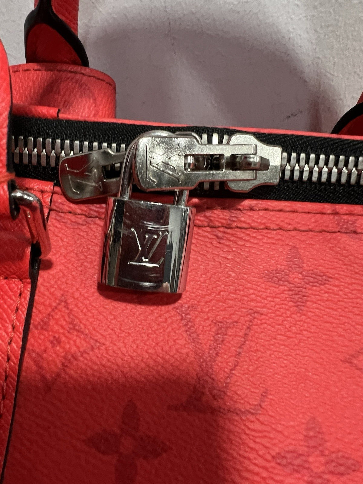 Louis Vuitton Fire Red Taigarama Bandouliere Keepall 50