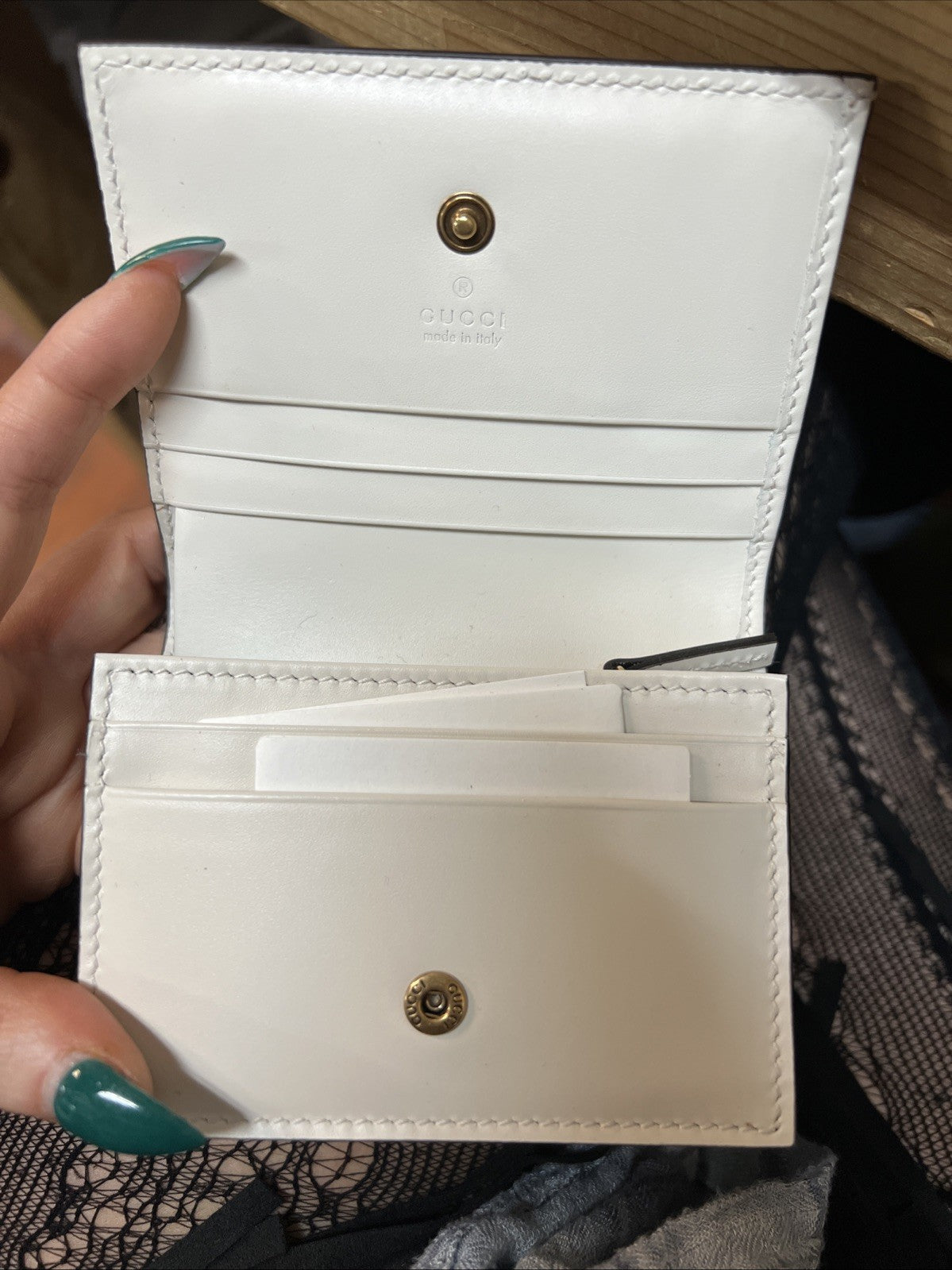 Gucci Limited Edition Guccissima White Cherry Card Case Compact Wallet NIB