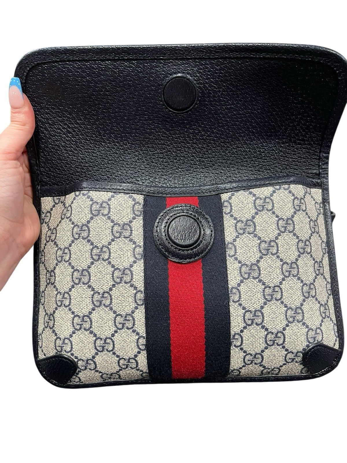 Gucci GG Supreme Navy Belt Bag Box & Authenticity Size 32"