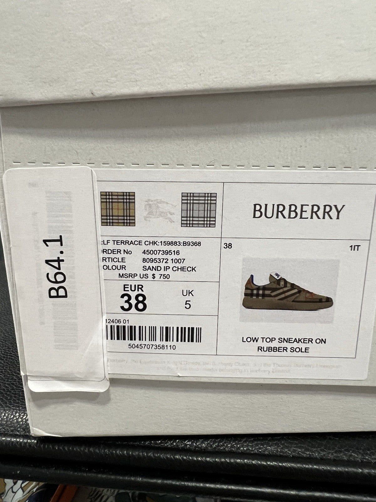 Burberry Check Terrace Sneakers Size 38/US8