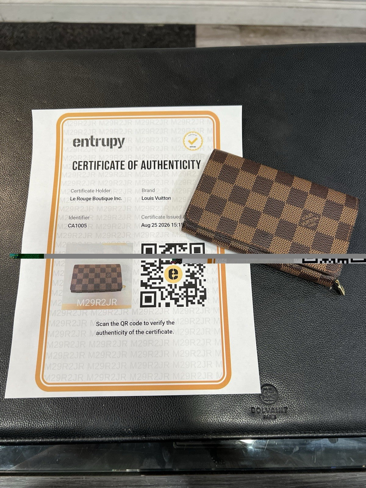 Louis Vuitton Damier Ebene Porte Monnaie Billets Tresor Wallet W/Authenticity