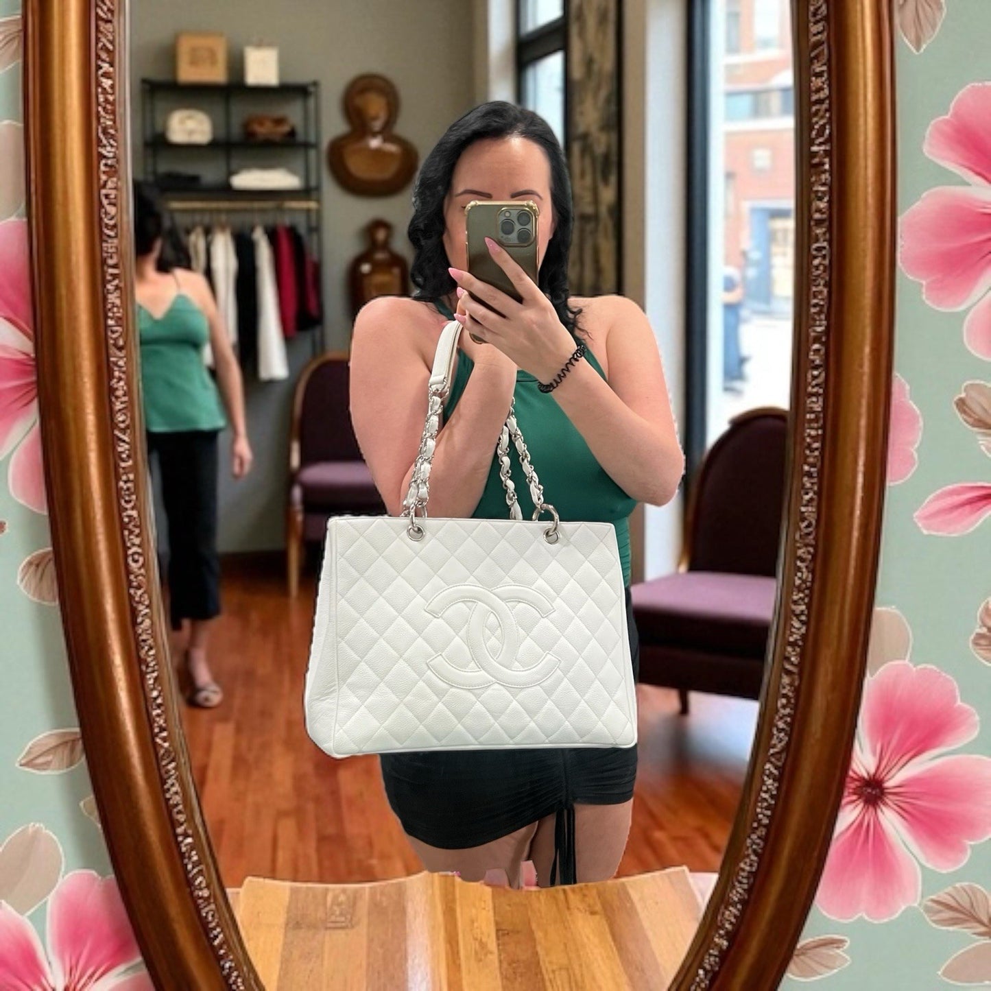 Chanel Caviar Quilted Grand Shopping Tote GST White W/Authenticity