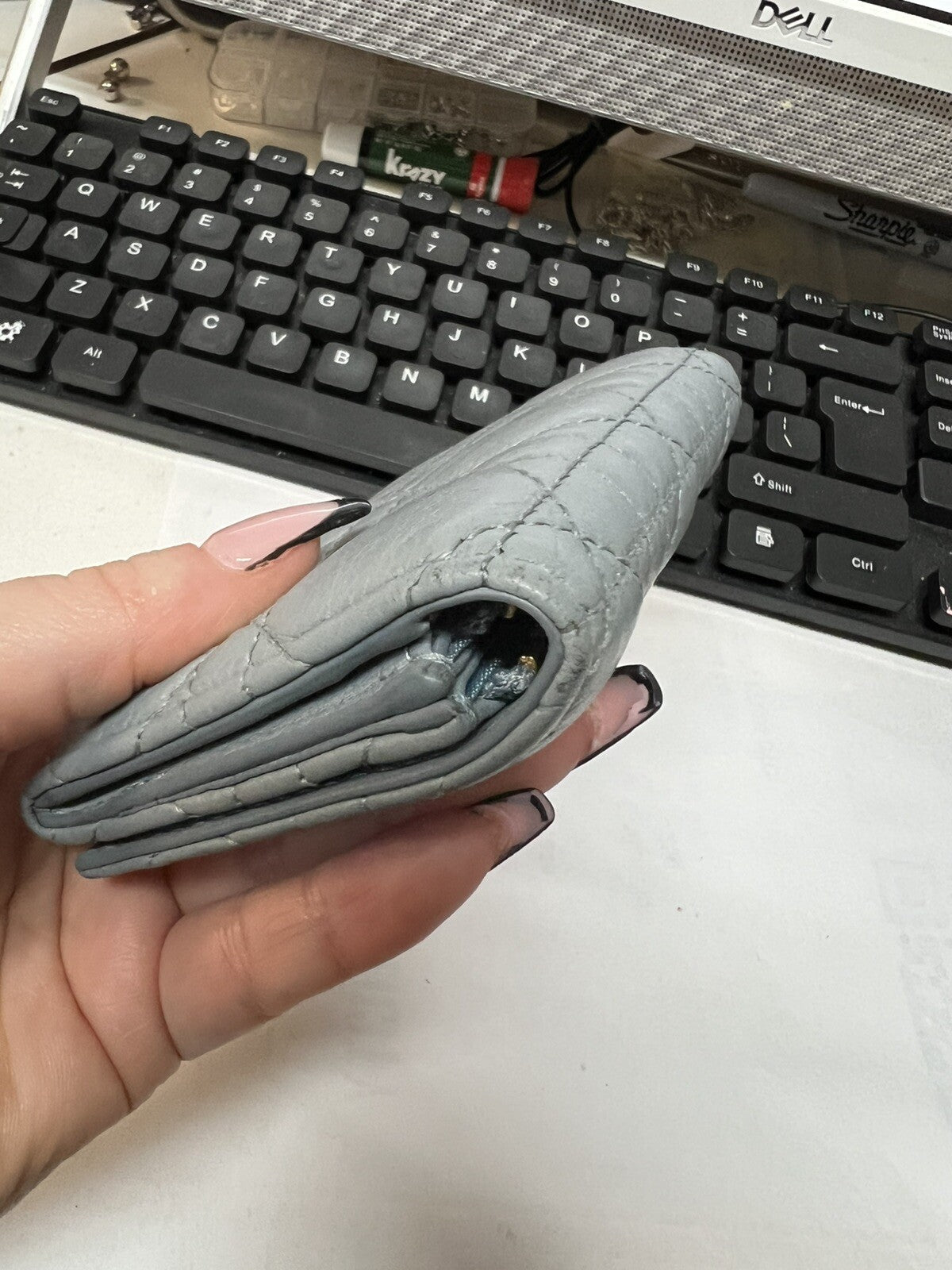 Dior Caro Glycine Wallet Cloud Blue Supple Cannage Calfskin