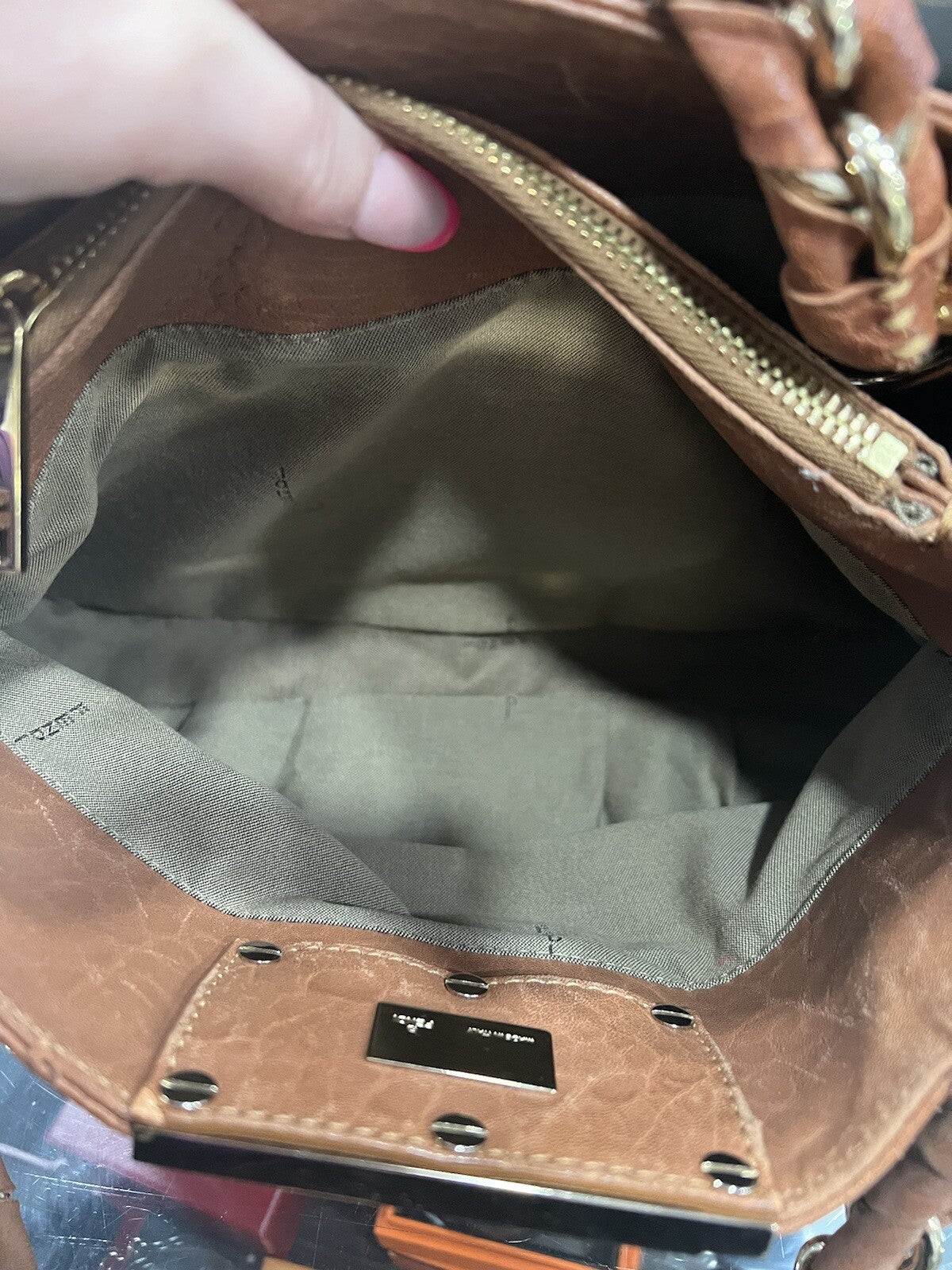 Fendi Small Mia Cognac Chain Shoulder Bag W/Card