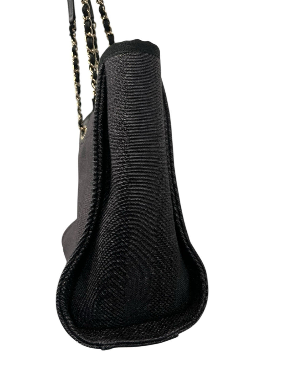 Chanel Mixed Fibers Striped Small Deauville Tote Navy Blue W/Authenticity