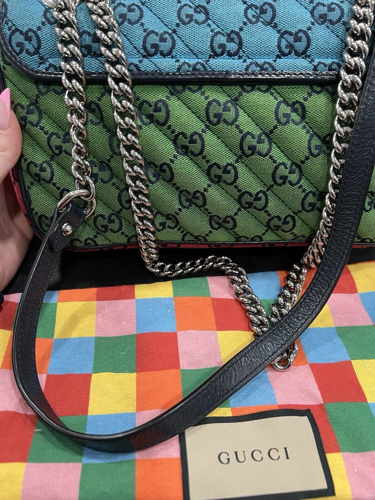Gucci GG Marmont Flap Bag Diagonal Quilted GG Canvas Small LTD ED.