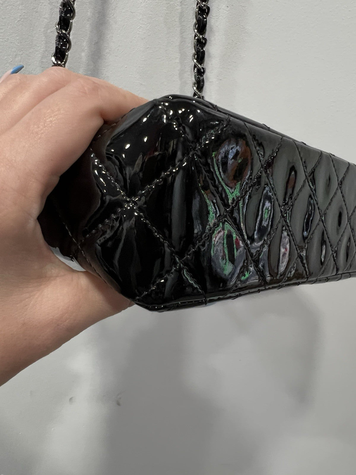 Chanel Patent Mini Rectangular Classic Single Flap Black SHW