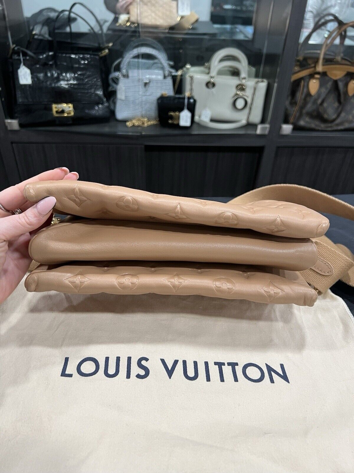 Louis Vuitton Camel Coussin PM W/Duster
