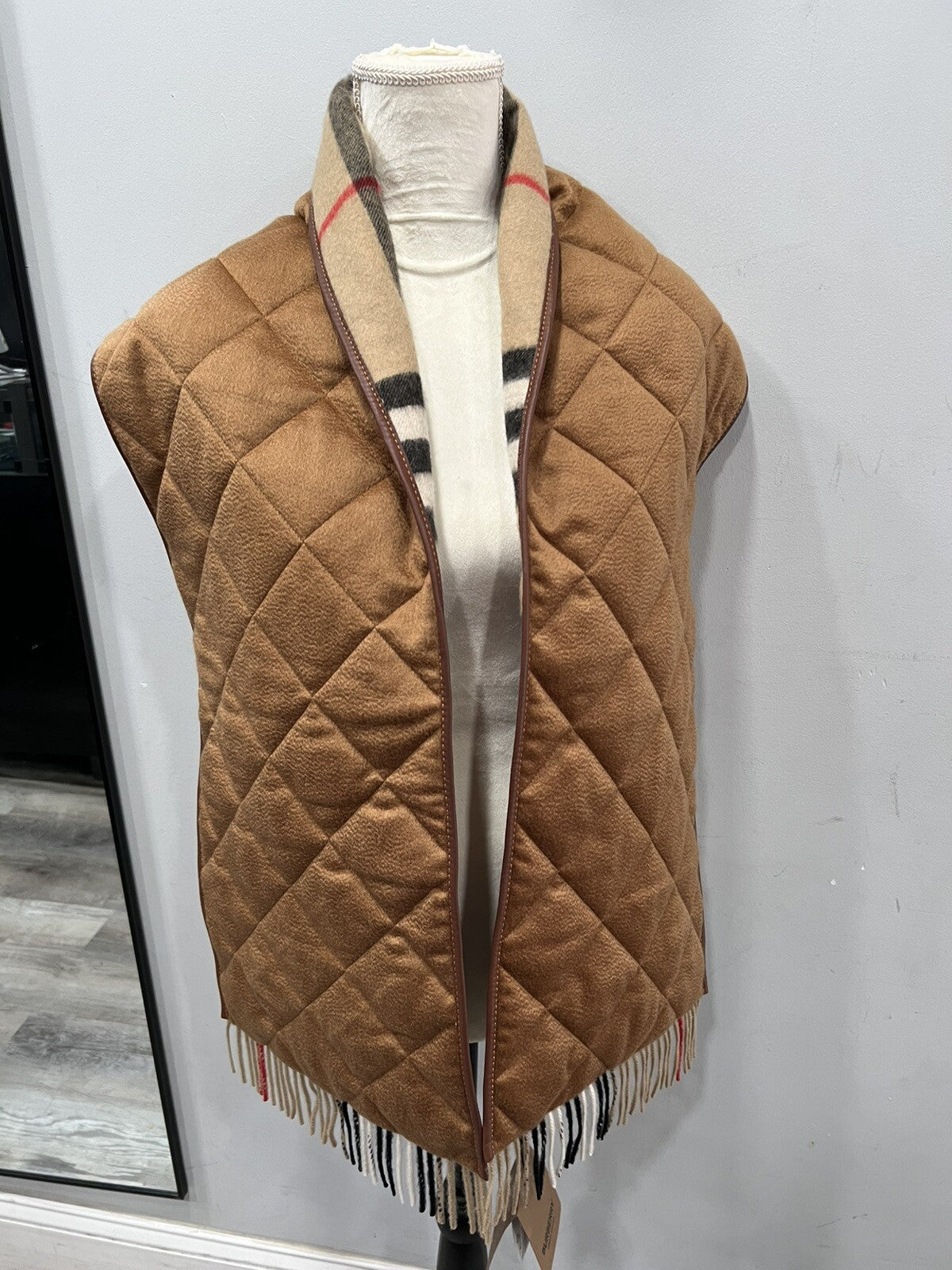 Burberry Quilted Giant Check Cashmere Scarf