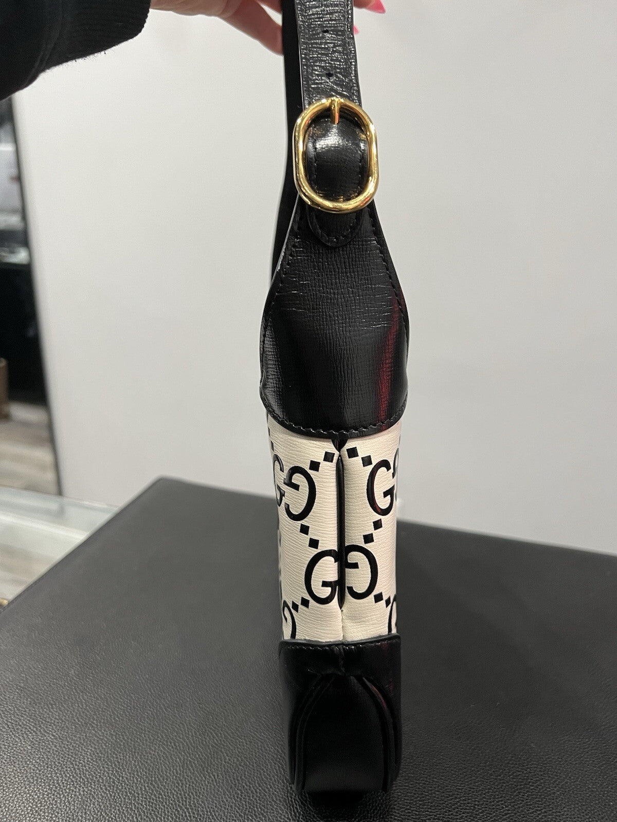 Gucci Jackie 1961 Small White/Black Crossbody Shoulder Bag W/Duster