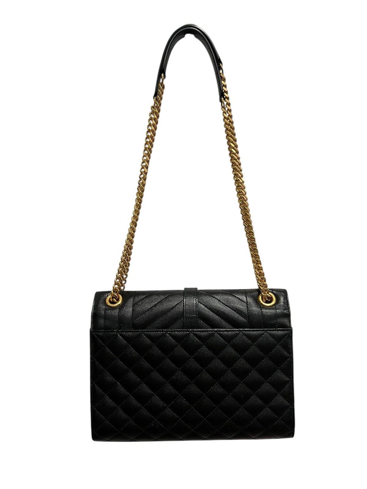 YSL Saint Laurent Medium Triquilt Chain Bag Blk/Gold W/Authenticity Retail $3150