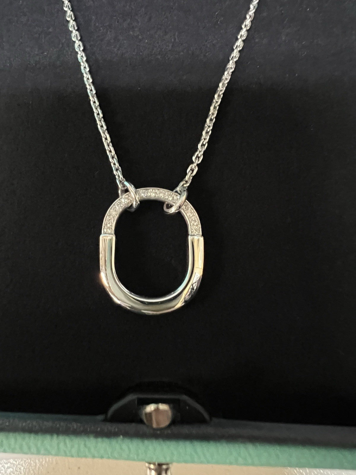 Tiffany & Co. Small Padlock Necklace With Diamonds 18k White Gold