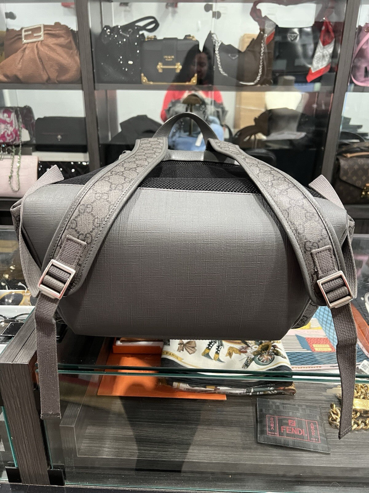 Gucci Ophidia Grey Backpack With Authenticity