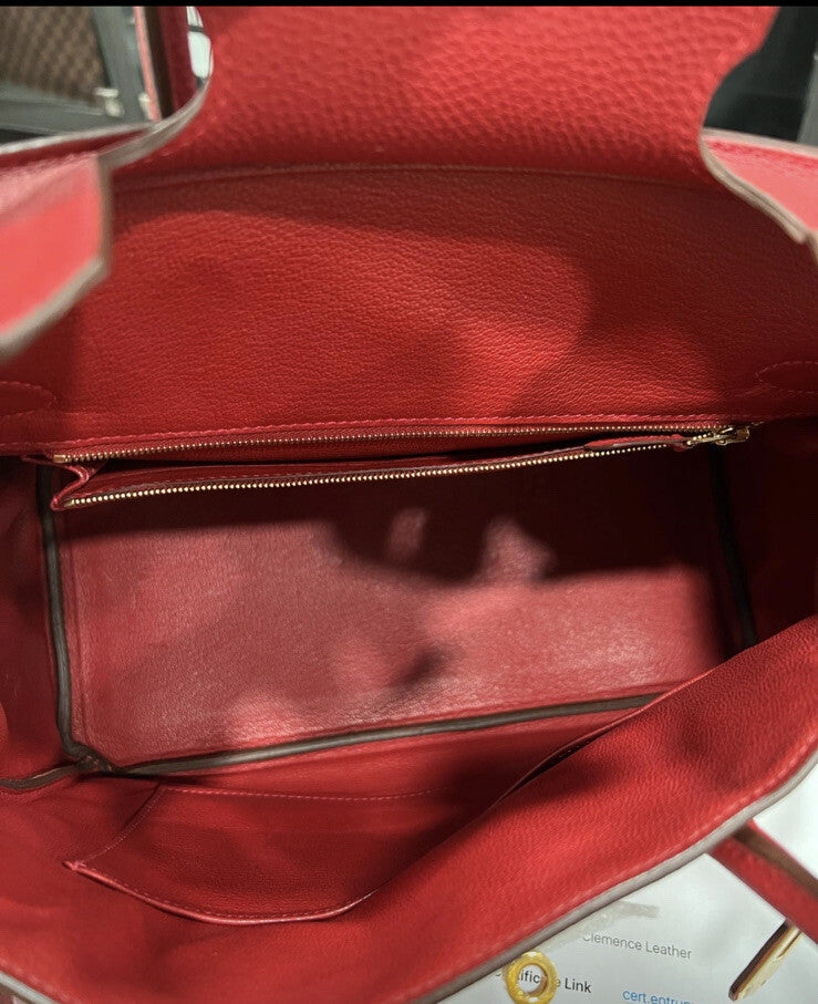 Hermes Birkin Red/Gold Togo Leather 30 W/ Certificate Of Authenticity From 2020