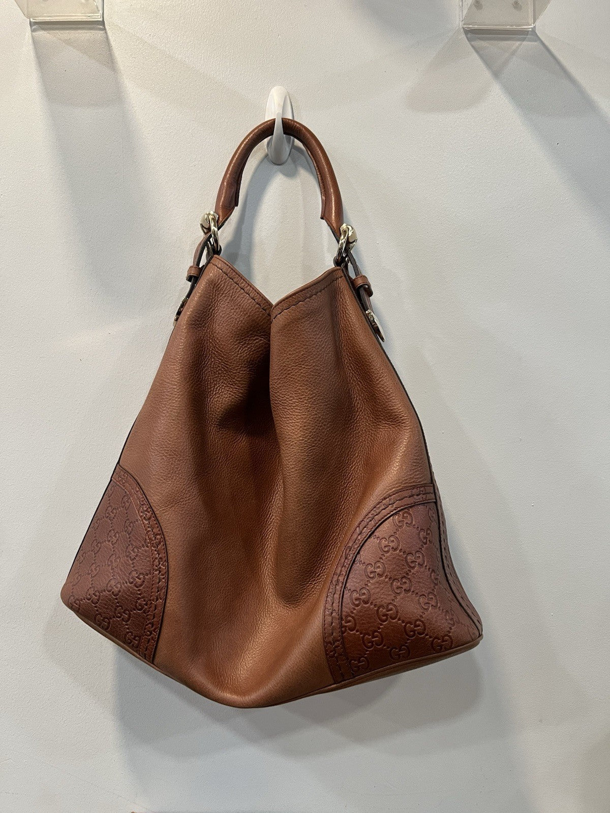 Gucci Leather Large Signoria Cognac Large Hobo Bag W/Authenticity
