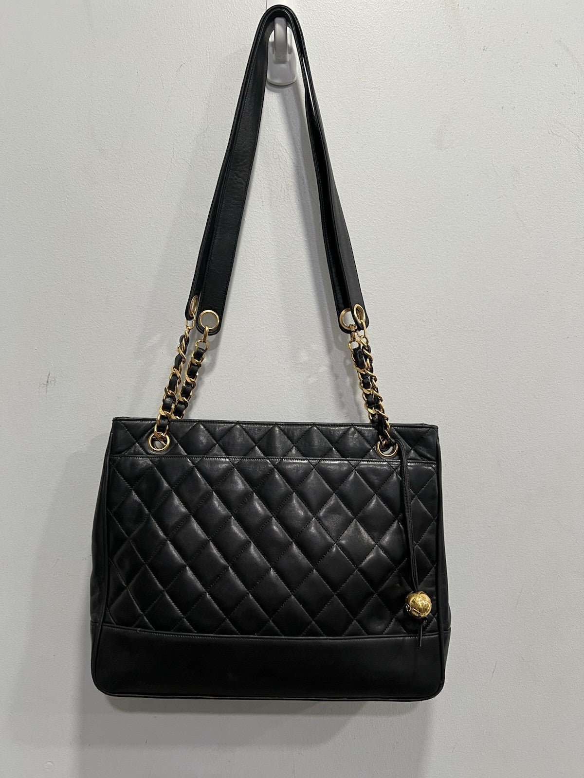Chanel RARE Collectors Lambskin 24k Gold Plated Hardware Chain Tote Bag