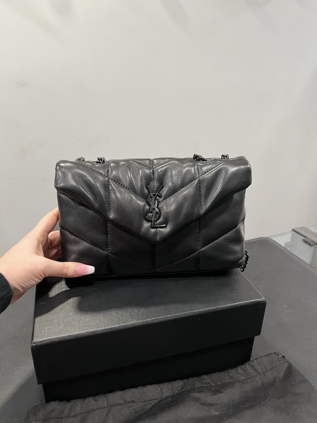 YSL Saint Laurent Toy Puffer In Lambskin Retail $2490 Box & Duster