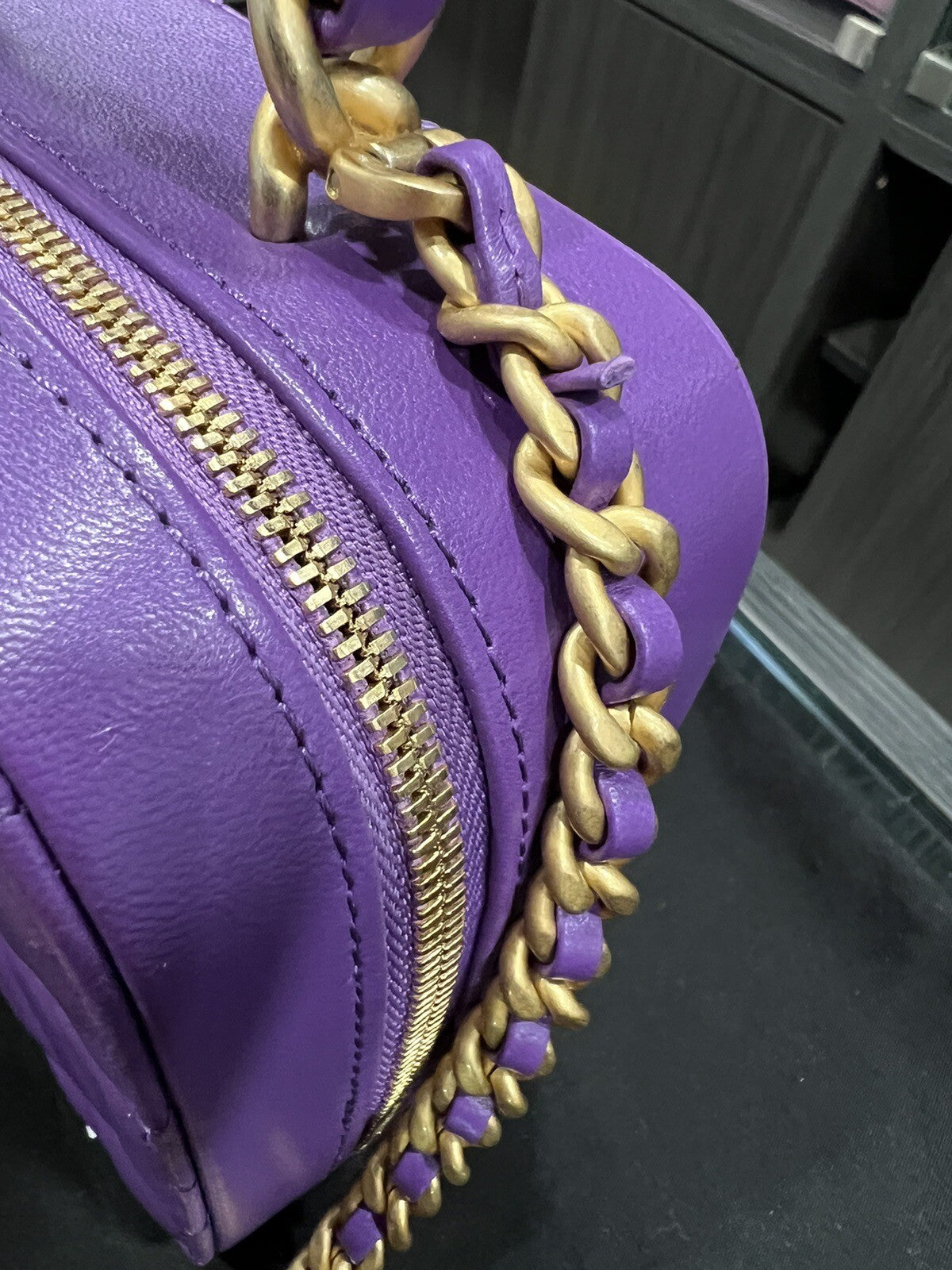 Chanel Vanity Case Purple/Antique Gold  Includes Tags Duster AUTHENTIC