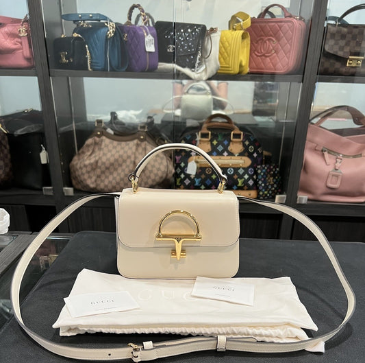 Gucci Siena Ivory Horsebit Top Handle Bag NWOB Retail $3000