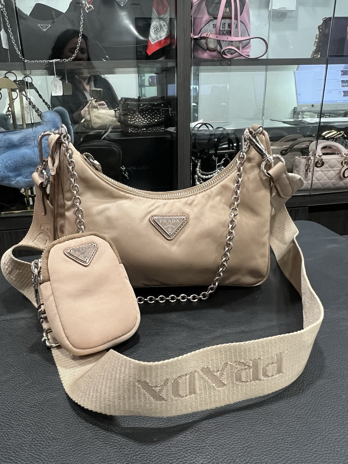 Prada Nylon Beige Re-Edition Re-Nylon Crossbody