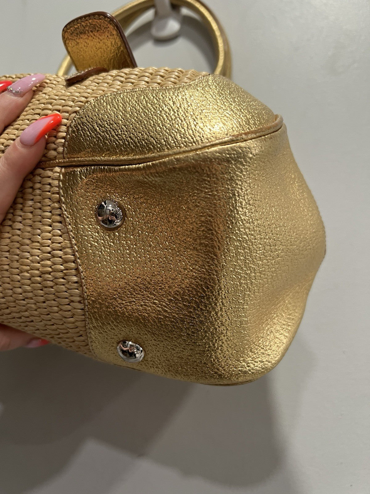 Prada Cinghiale Trimmed Paglia Straw Shoulder Bag W/Authenticity