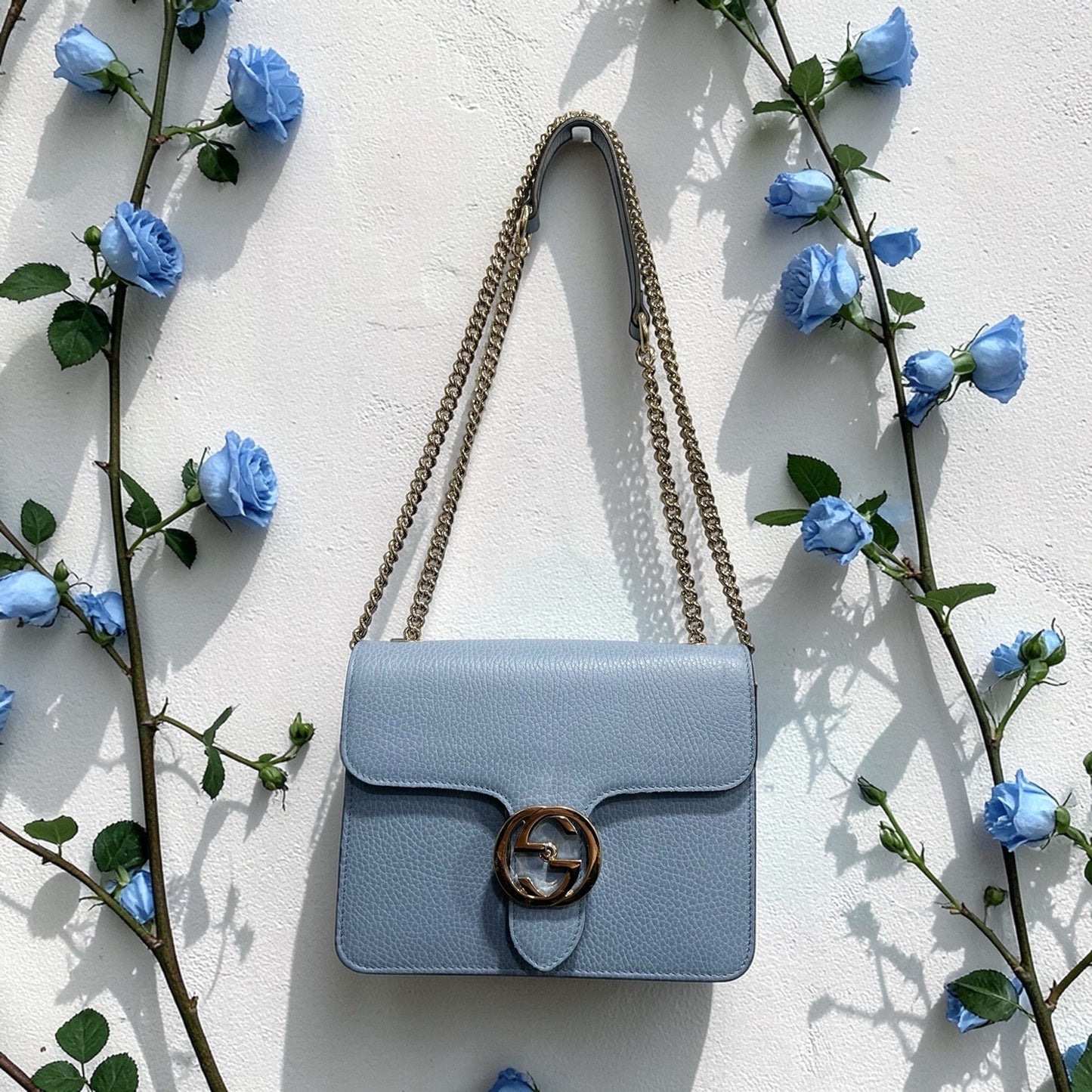 Gucci Light Blue Small Interlocking G Dollar Bag With Duster & Certificate