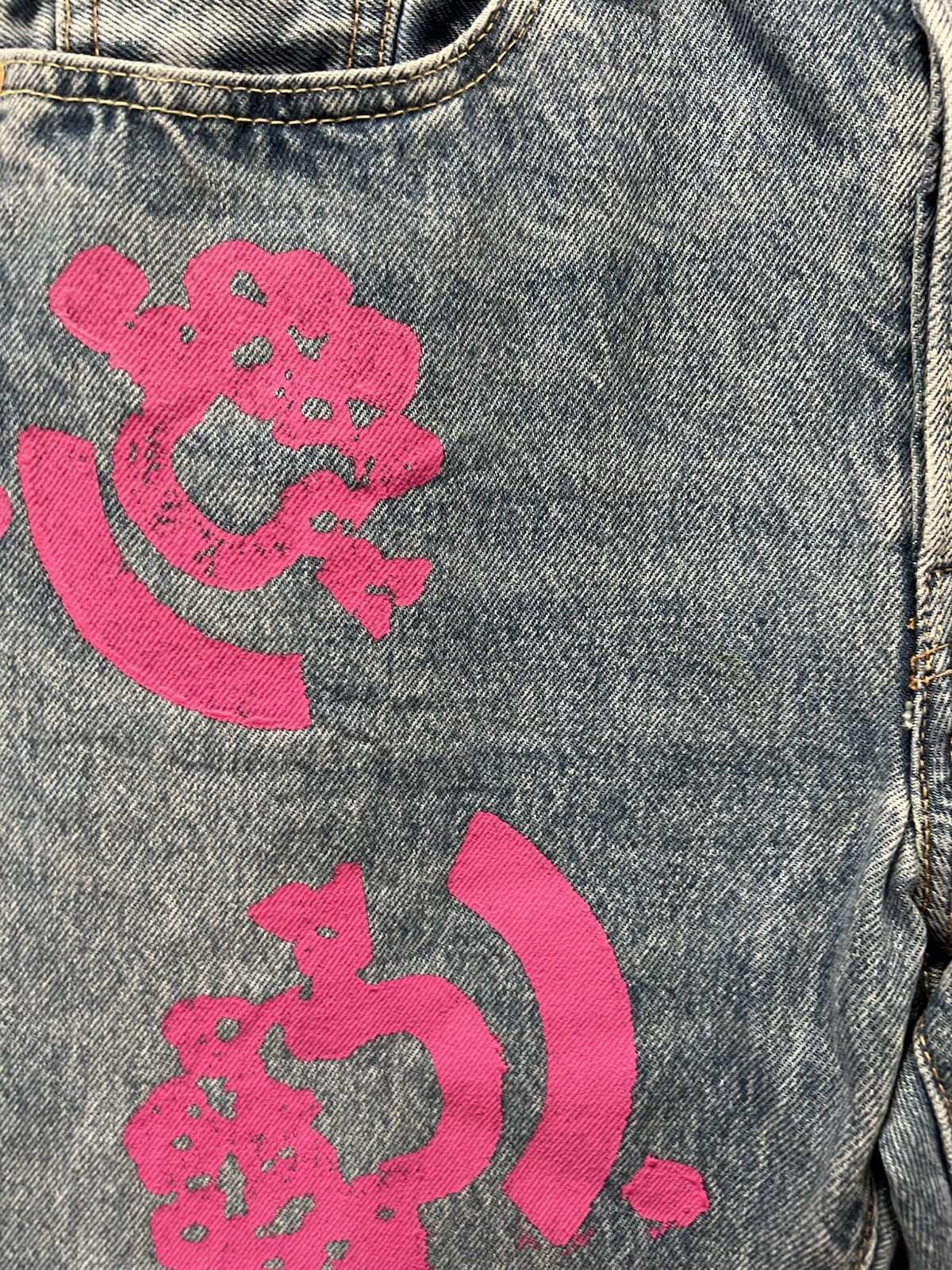 Denim Tears Bstroy Tears 501 DT Light Wash Jean Pink/Green 30 X 32