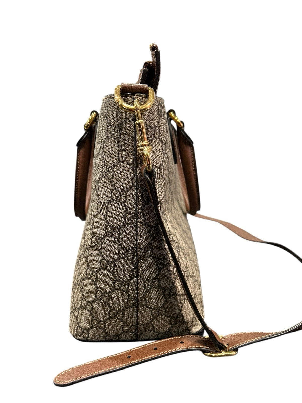 Gucci GG Supreme Large Zip Tote Crossbody With Authenticity