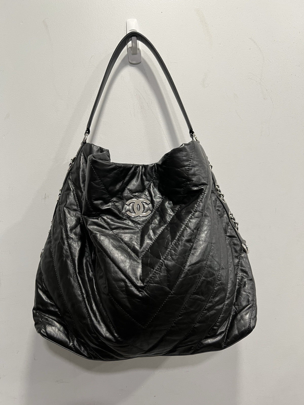 Chanel Leather Quilted Big Bang Travel Hobo Bag W/Authenticity