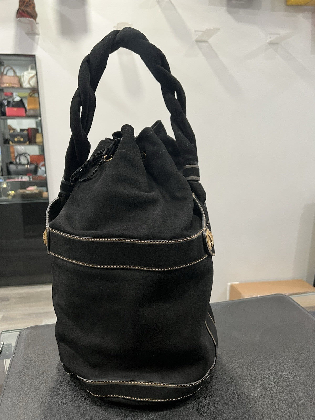 Fendi Vintage Suede Palazzo Bucket Bag Y2k 2006 Collection