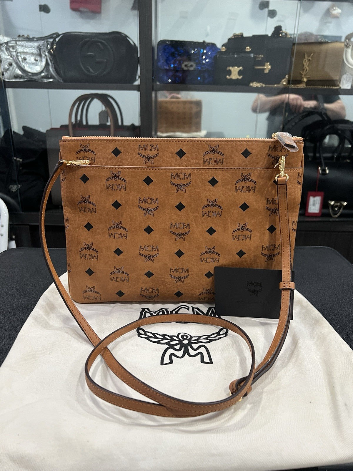 MCM Crossbody Pouch in Visetos Original $490.00 NEW