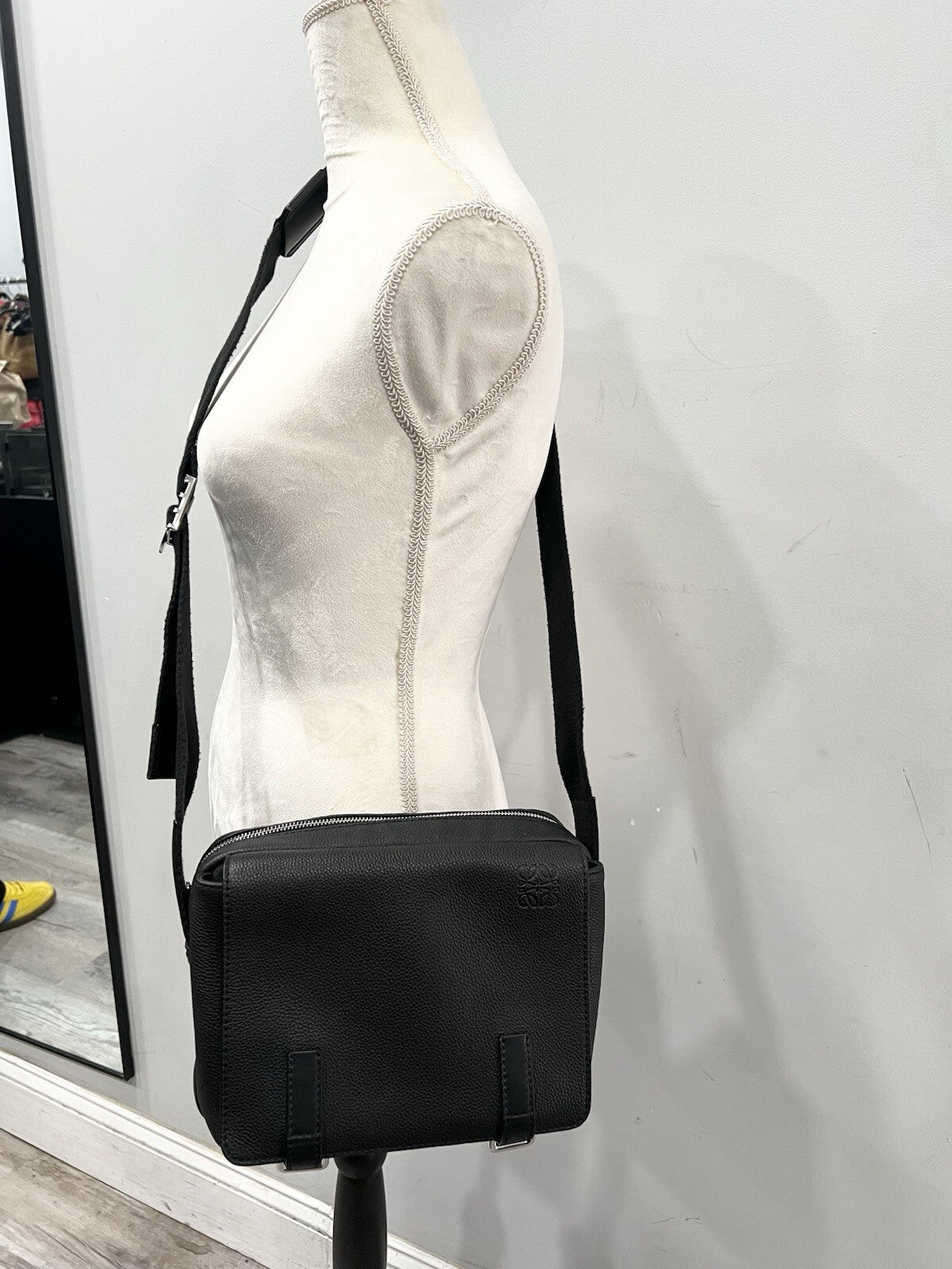 Loewe XS Military Messenger Bag In Black W/Cert of Authenticity