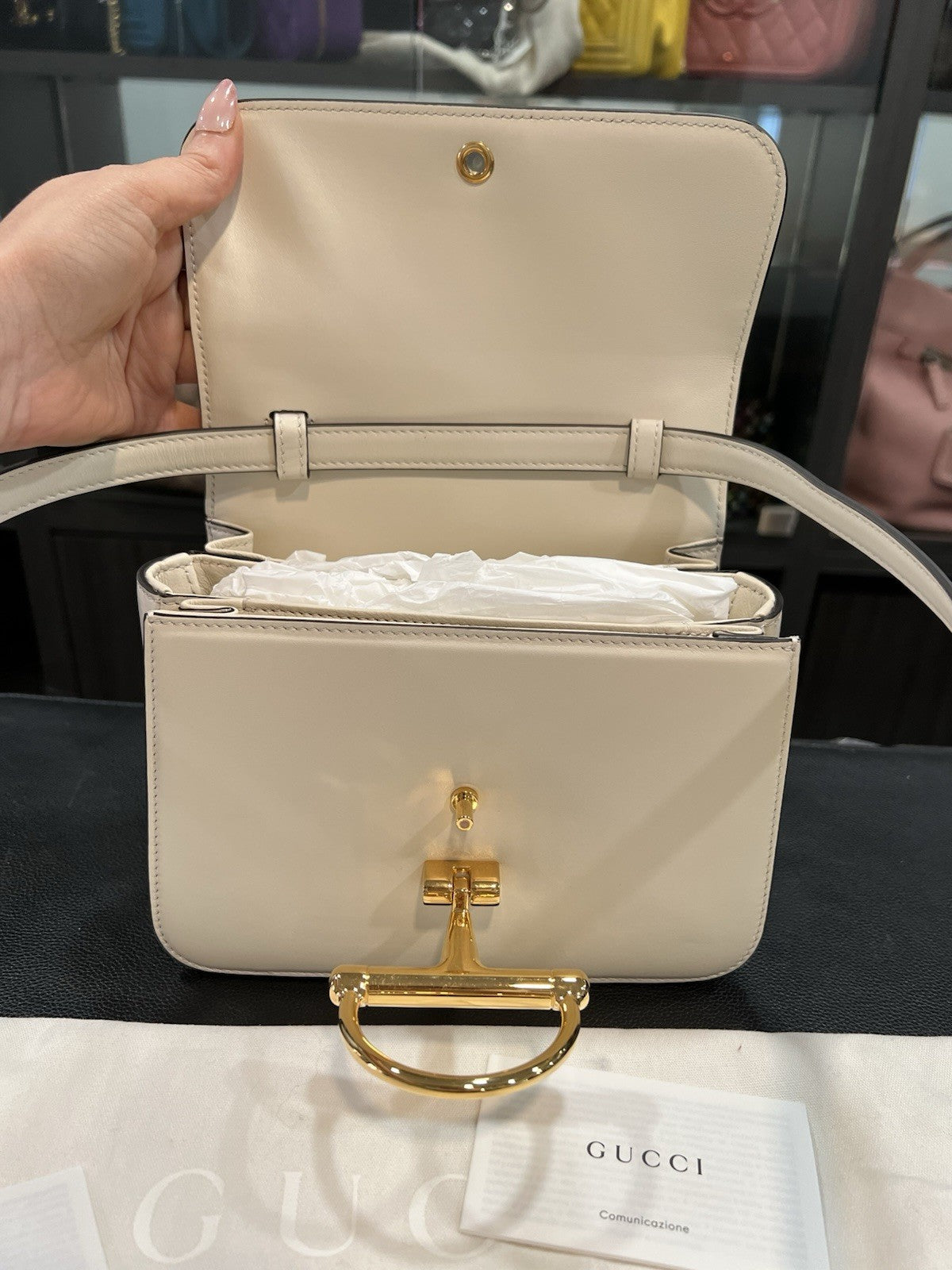 Gucci Siena Ivory Horsebit Top Handle Bag NWOB Retail $3000