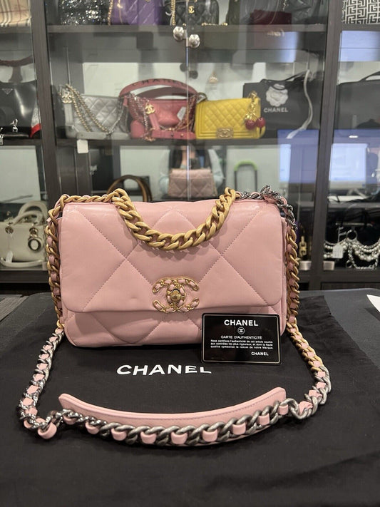 Chanel Medium 19 Flap Bag Baby Pink W/Authenticity Retail $6600