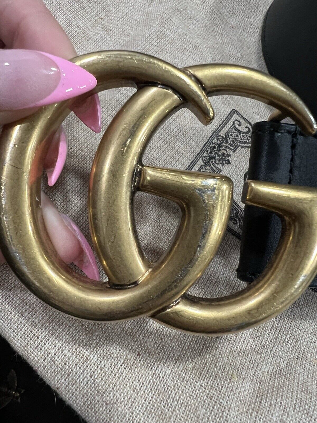 Gucci Marmont Black/Aged Gold Belt Duster  80/32"