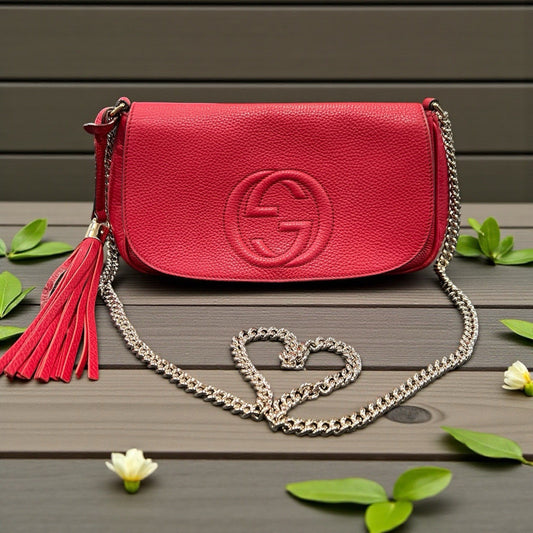 Gucci Red Classic Soho Flap Bag W/Authenticity