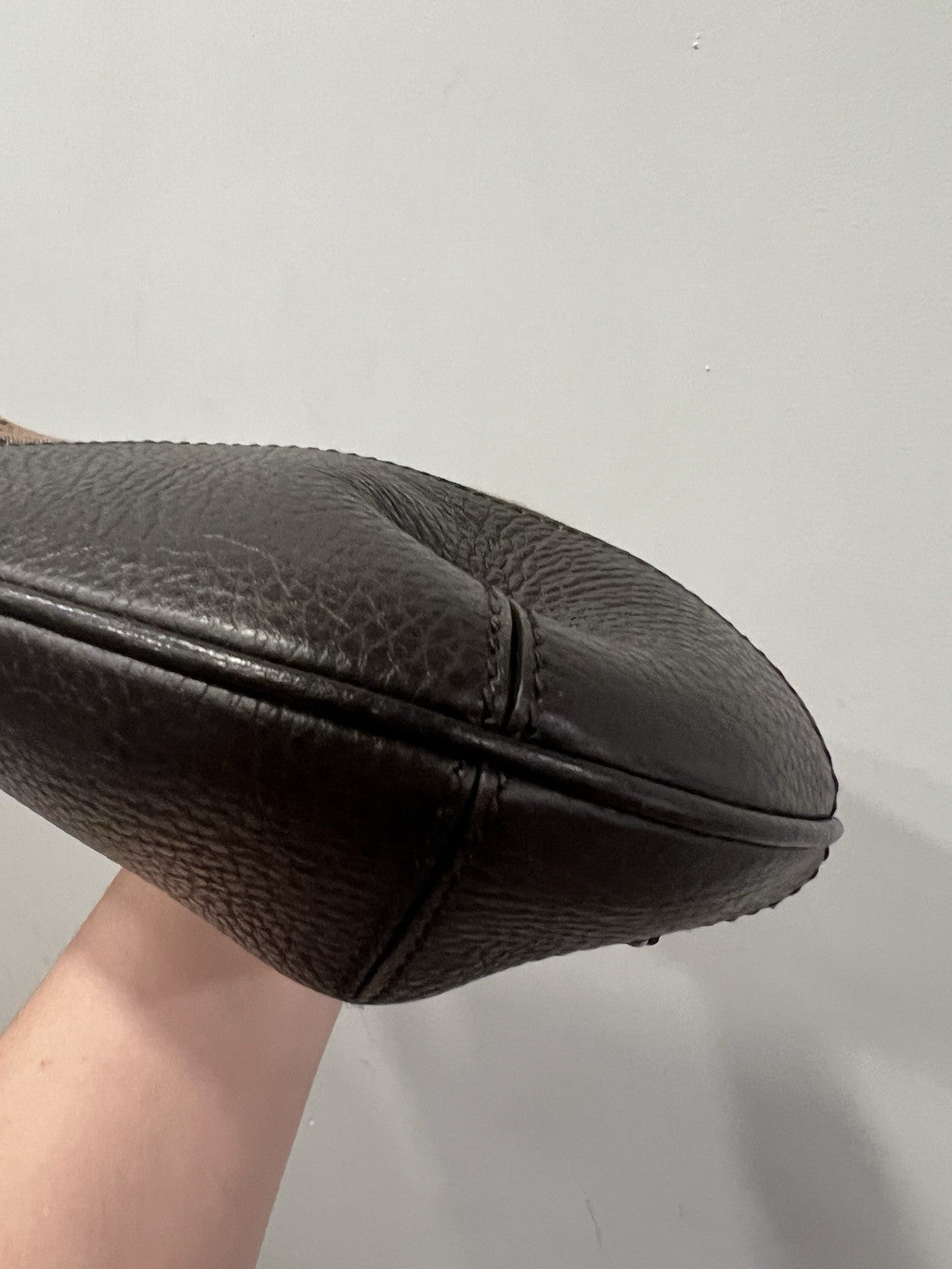 Gucci Charlotte Brown Leather/Denim Cloth Shoulder Bag RARE