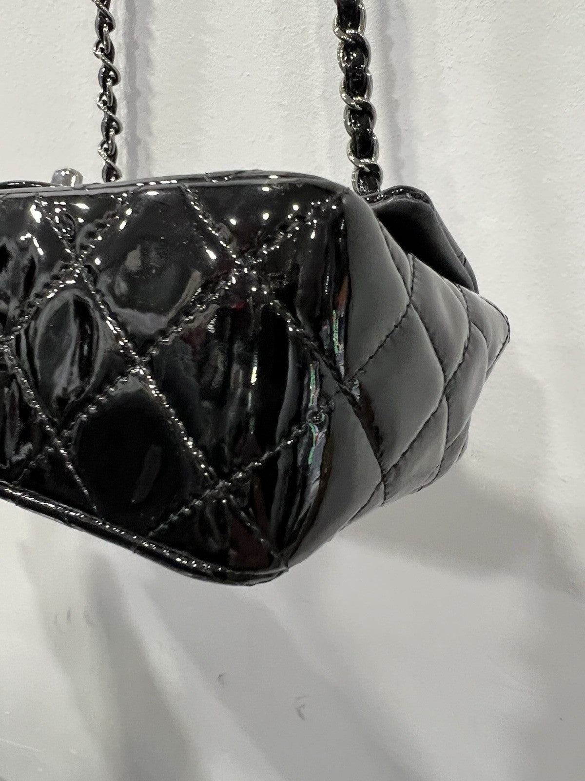 Chanel Patent Mini Rectangular Classic Single Flap Black SHW