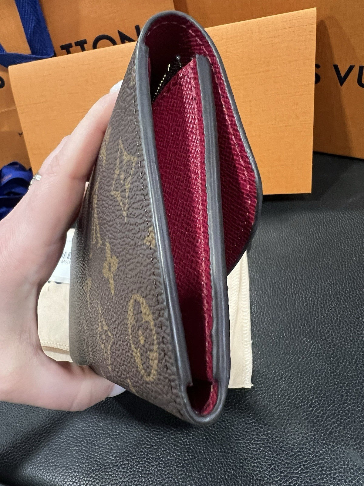 Louis Vuitton Emilie Wallet Complete Set & Authenticity Monogram/Fuchsia