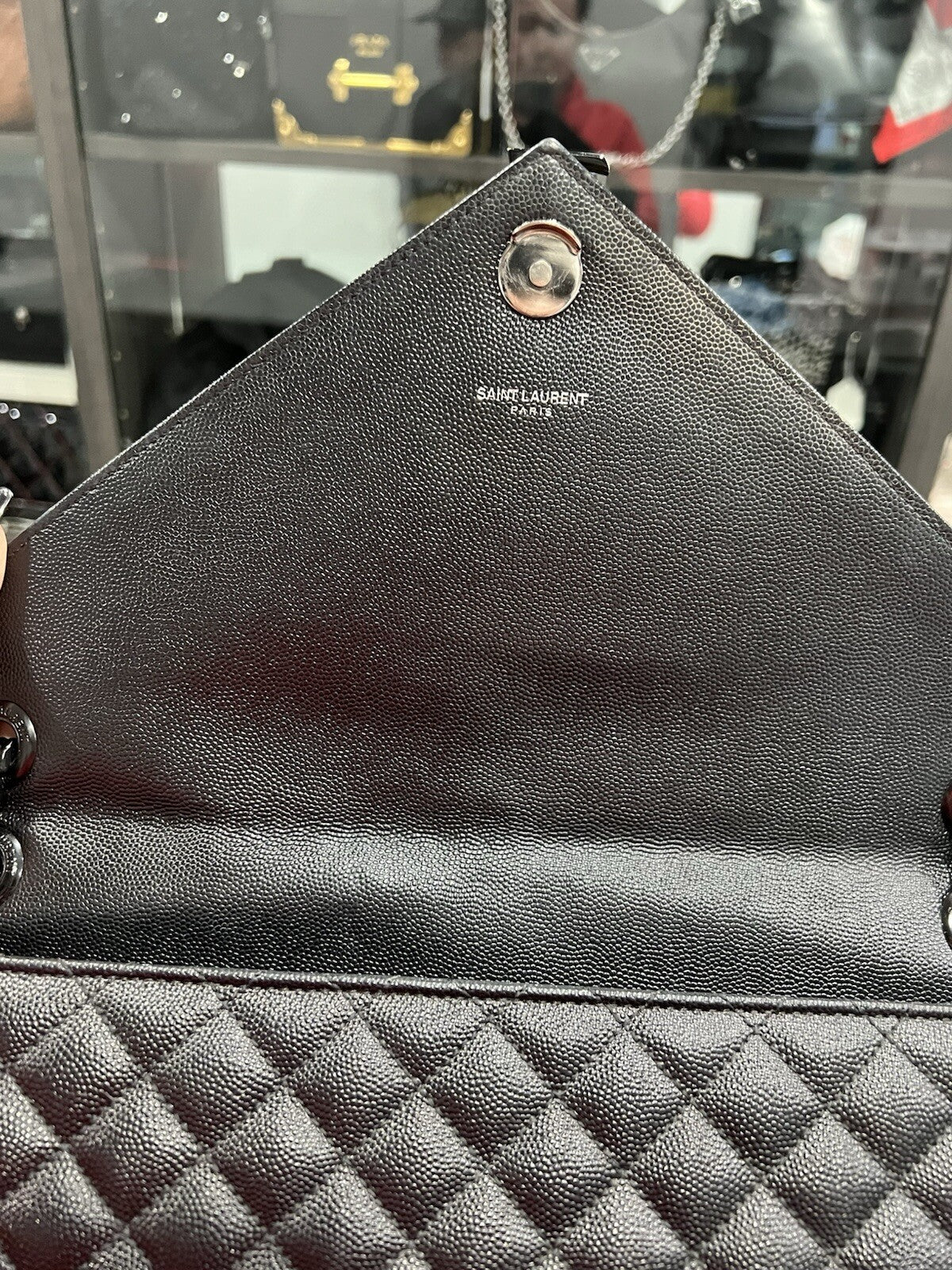 YSL Saint Laurent Black Large Triquilt Bag Retail $3300