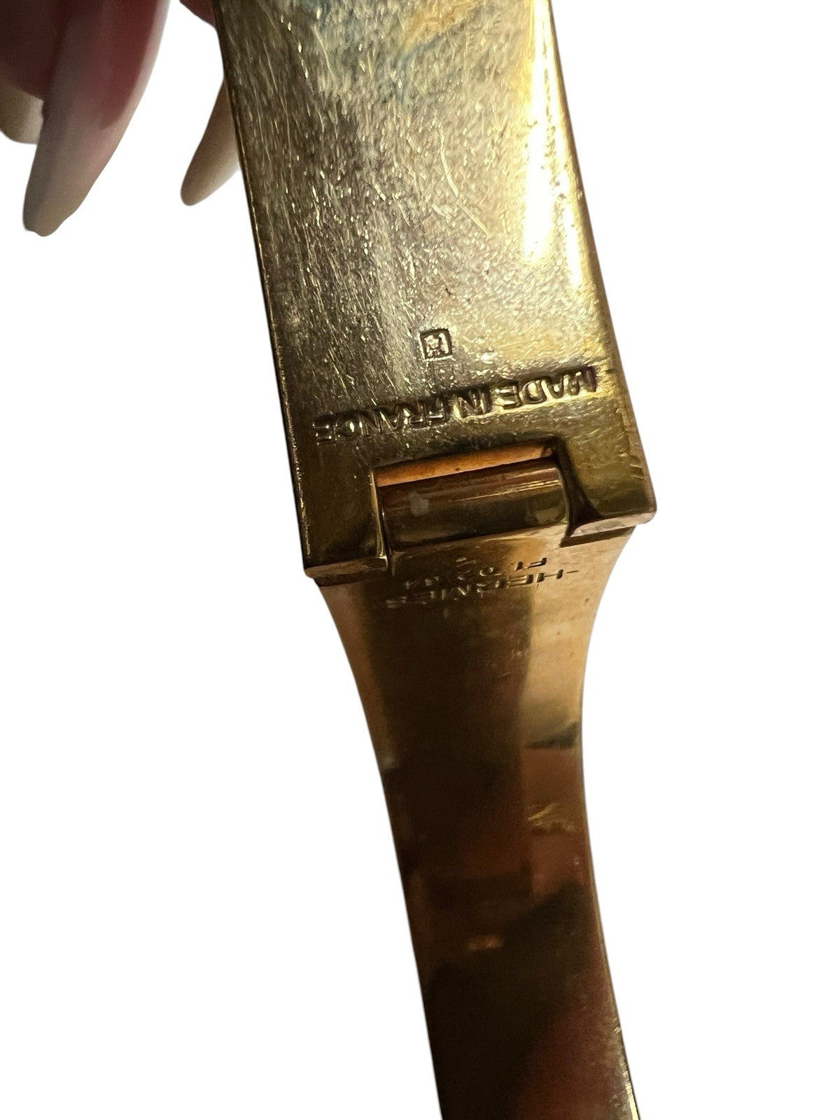 Hermes Click H Red/Gold Cuff Bracelet Retail $810 AUTHENTIC 6.75"