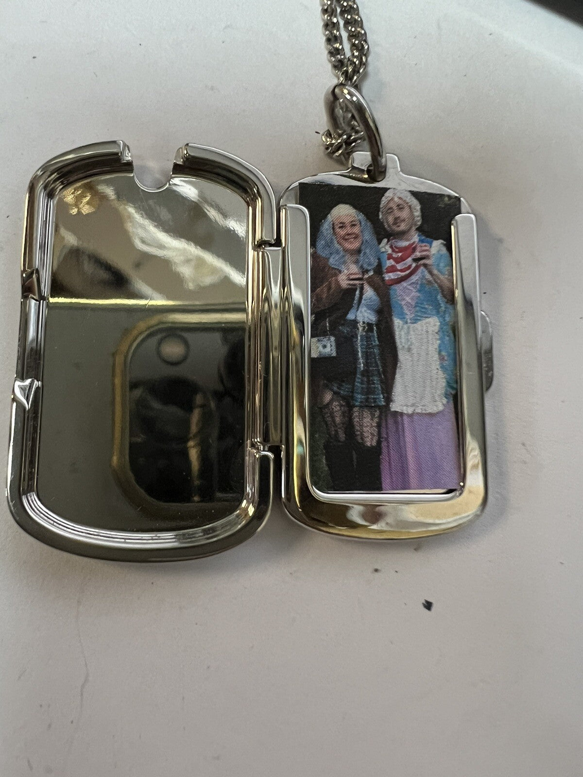 Louis Vuitton Silver-Toned Palladium Finish Locket Necklace Adjustable