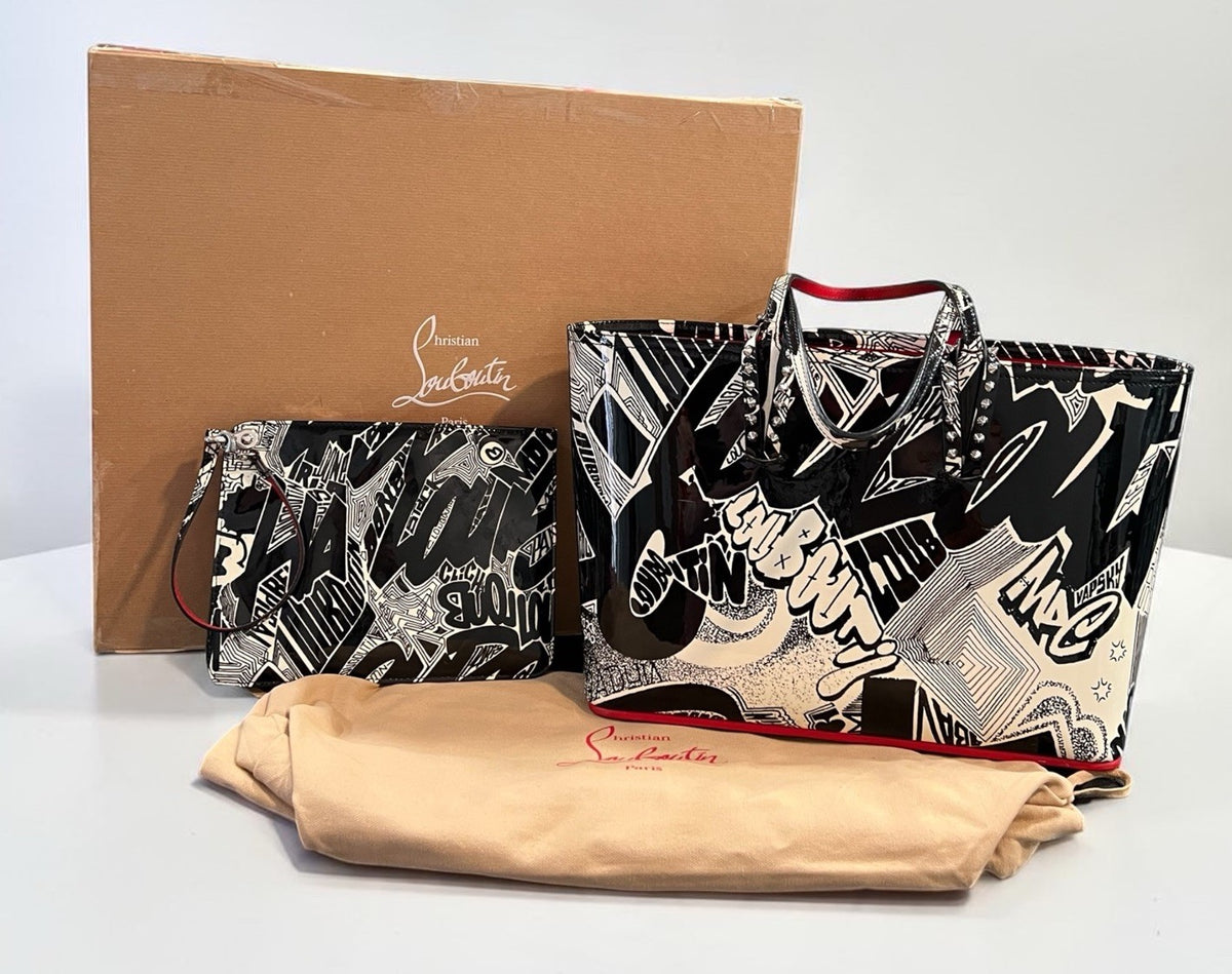Christian Louboutin Metro Graffiti Cabata Small Tote W/Box Duster & Authenticity