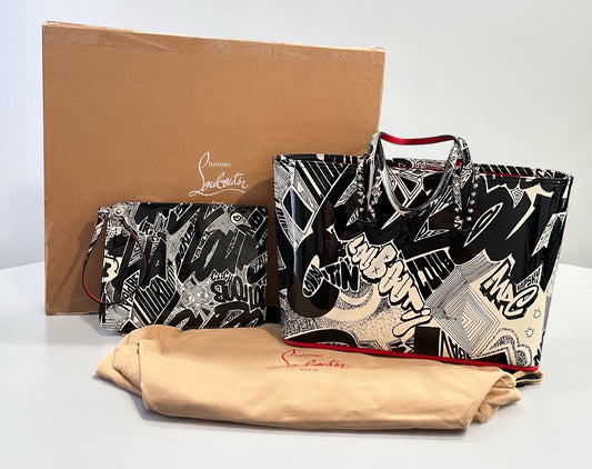 Christian Louboutin Metro Graffiti Cabata Small Tote W/Box Duster & Authenticity